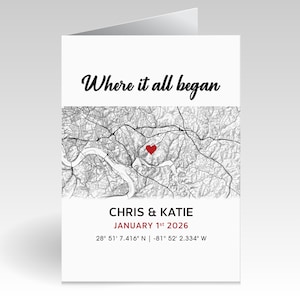 Custom Map Greeting Card – Personalized Where It All Began Gift