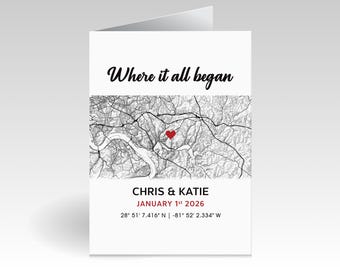 Custom Map Greeting Card – Personalized Where It All Began Gift