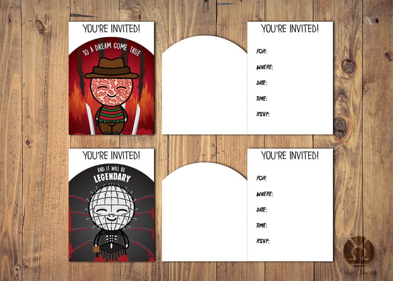Horror Movie Horror Invitations Party Handmade Pack of 10 Birthday | Scary Move Invitations Wedding Halloween Creepy 3x4