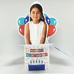 Cartão de aniversário pop-up com foto | Cartão de presente personalizado em formato de caixa 3D | Saudação de aniversário personalizada | Cartão de aniversário engraçado para ele ou ela