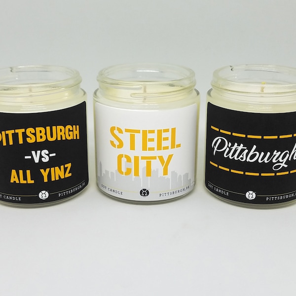 3.5oz. Pittsburgh Candle | Pittsburgh, PA | Soy Candle, Pennsylvania, Burgh, Yinzer︱Birthday Gift, Christmas Gift, Gift Ideas