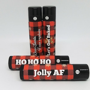 Christmas Lip Balms | Stocking Stuffers | Cute Christmas Gifts | Mix & Match | Party Favors, Gift Ideas, Chapstick, Red Plaid
