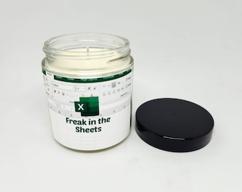 3.5oz. Freak in the Sheets Candle︱Soy Candle | Funny, Work, Job, Office, Excel, Spreadsheet | Gifts for Her, Gift for Coworkers, Gift Ideas