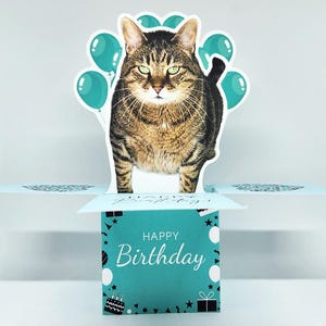 Birthday Pet Photo Pop-Up Greeting Card | Personalized Dog/Cat Birthday Card | Custom Photo Greeting Card | Birthday, Pet Lovers, Gift Ideas