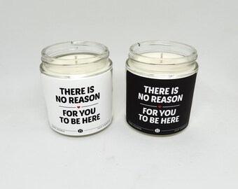 3.5oz. There's No Reason for You to Be Here Candle︱Soy Candle | Funny, Sarcastic Scented Candle | Gifts for Her, Gifts for Couples