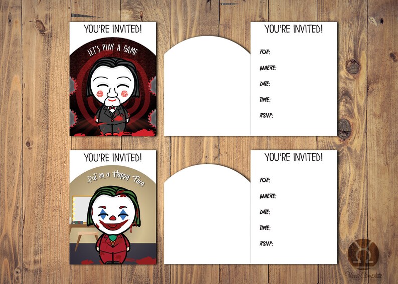 Horror Movie Horror Invitations Party Handmade Pack of 10 Birthday | Scary Move Invitations Wedding Halloween Creepy 3x4