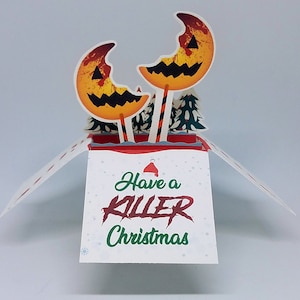 Tarjeta navideña emergente de terror: un regalo navideño aterrador en 3D