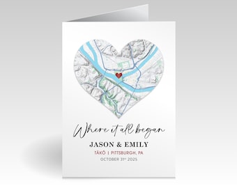 Personalized Heart Map Greeting Card: Where It All Began