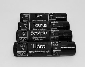 Zodiac Sign Lip Balm | Astrology Lip Balms | Choose Your Flavor | Gifts for Him, Gifts for Her, Anniversary, Horoscope, Chapstick