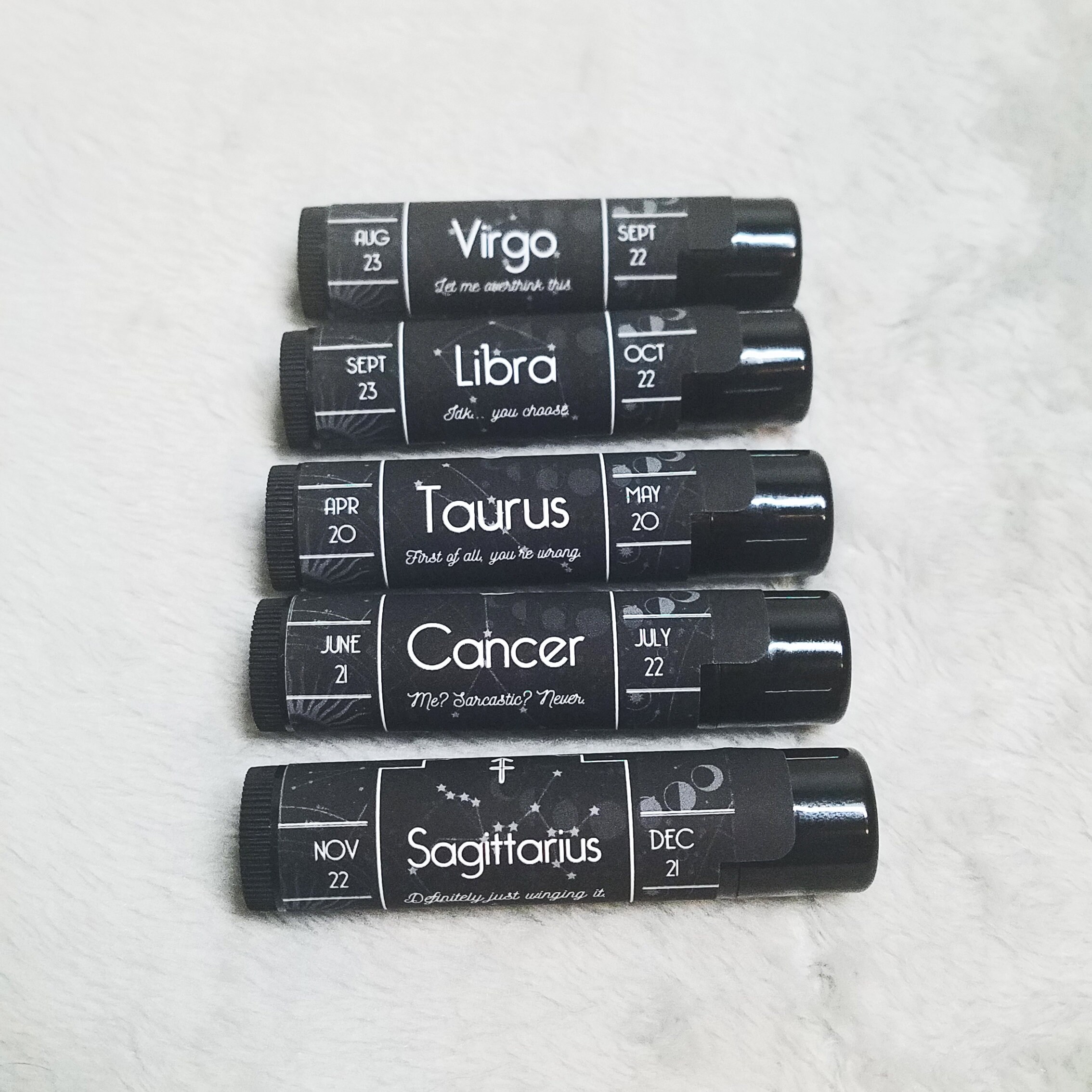 Zodiac Sign Lip Balm Astrology Lip Balms Choose Your Etsy