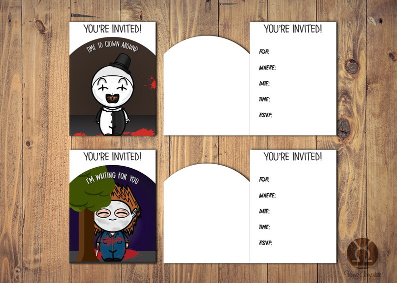 Horror Movie Horror Invitations Party Handmade Pack of 10 Birthday | Scary Move Invitations Wedding Halloween Creepy 3x4