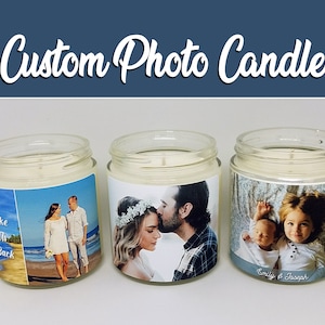 3.5oz. Personalized Photo CandleCustom Soy Candle Scented Candle Custom Candle, Gifts for Him, Gifts for Her, Birthday, Christmas image 1