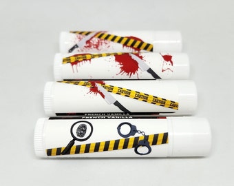 True Crime Lip Balm | Murder Mystery, Beeswax Party Favors