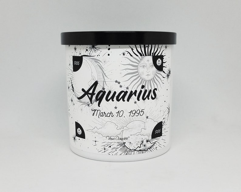 9oz. Zodiac Birthdate Candle, Astrology CandleSoy Candle, White CandleZodiac Sign, Birthday Candle, Zodiac Candle image 2