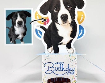 Personalized Cartoon Pet Pop-Up Birthday Card: Custom 3D Keepsake