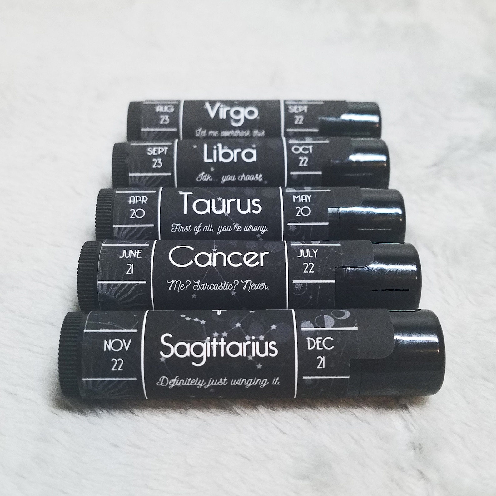 Zodiac Sign Lip Balm Astrology Lip Balms Choose Your Etsy