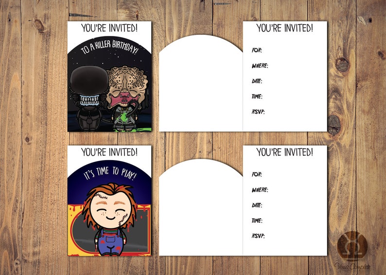 Horror Movie Horror Invitations Party Handmade Pack of 10 Birthday | Scary Move Invitations Wedding Halloween Creepy 3x4