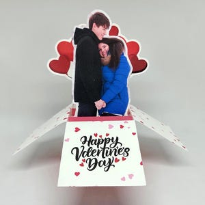Tarjeta de felicitación emergente con foto para el día de San Valentín / Tarjeta personalizada, regalo para parejas, día de San Valentín, regalos para ella
