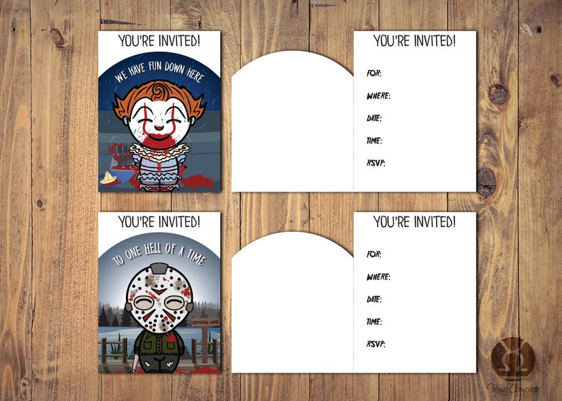 Horror Movie Horror Invitations Party Handmade Pack of 10 Birthday | Scary Move Invitations Wedding Halloween Creepy 3x4