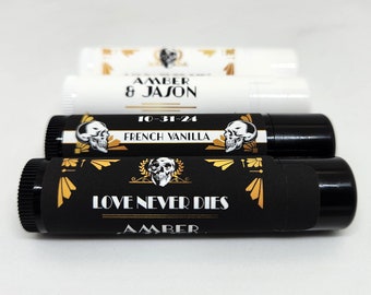 Wedding Lip Balm | Art Deco, Gatsby, Gothic | Wedding Favors, Wedding Chapstick, Personalized Lip Balm, Wedding Giveaways