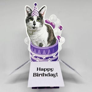 Birthday Pet Photo Pop-Up Greeting Card | Personalized Dog/Cat Birthday Card | Custom Photo Greeting Card | Birthday, Pet Lovers, Gift Ideas