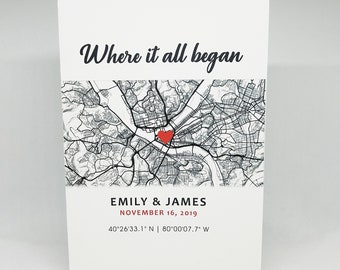 Custom Map Card | Where It All Began Greeting Card | Couples, Valentine's Day, Anniversary, Gifts for Him, Gifts for Her