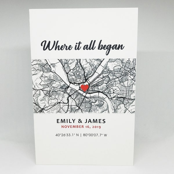 Custom Map Card | Where It All Began Greeting Card | Couples, Valentine's Day, Anniversary, Gifts for Him, Gifts for Her