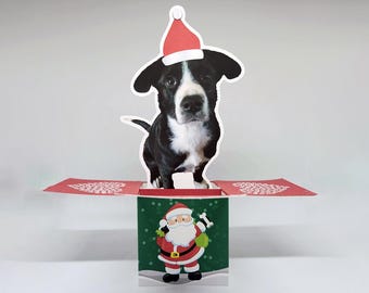 Pet Photo Christmas Pop-Up Greeting Card | Dog Christmas Card | Custom, Personalized | Pet Lovers, Christmas, Gift Ideas