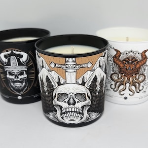 Candela vichinga da 240 g︱Candela nera, candela di soia / Nordica, norrena, mitologia, pagana, vichinga, celtica, gotica, illustrazione, arte, gotica, simbolo