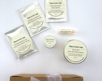 Indulgence Gift Pack | natural skincare gift pack | care package Vegan Gift for her best selling items by charlottes lab