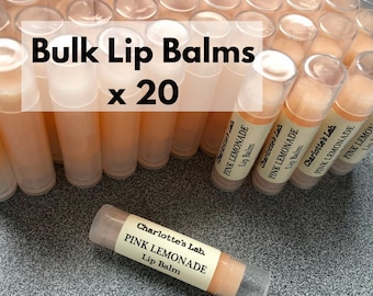 20 Bulk Natural Lip Balms: Vegan Party Favors, White Label