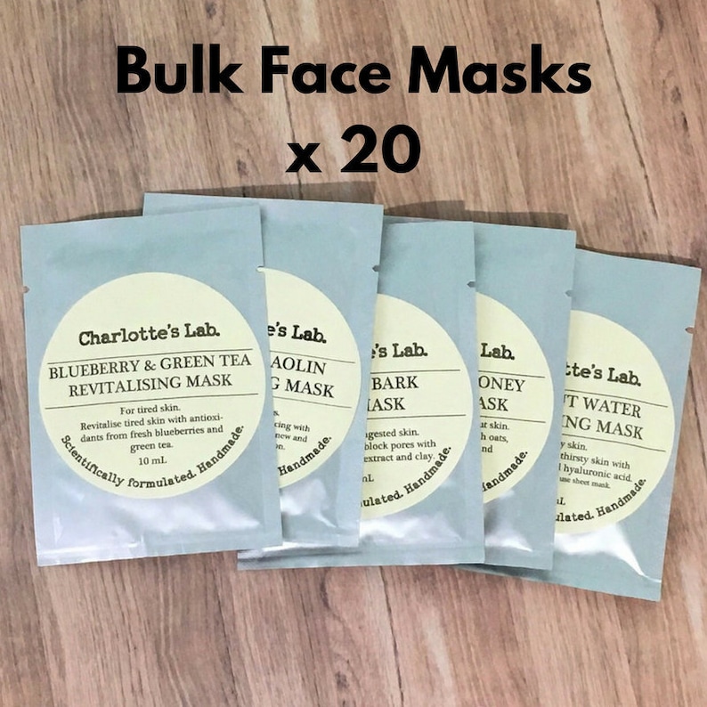 20 Bulk Natural Face Masks: Vegan Skincare Set, Made in Australia - Etsy