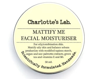 Mattify Me - Natural Face Cream for oily skin | Facial Moisturiser for Combination Skin with Niacinamide | Vegan Face Cream