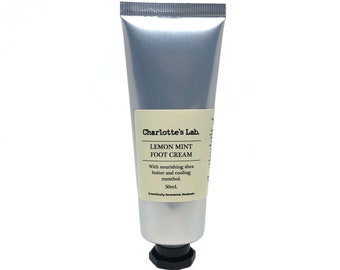 Lemon Mint Foot Cream: Vegan Shea Butter Moisturizer (50ml)
