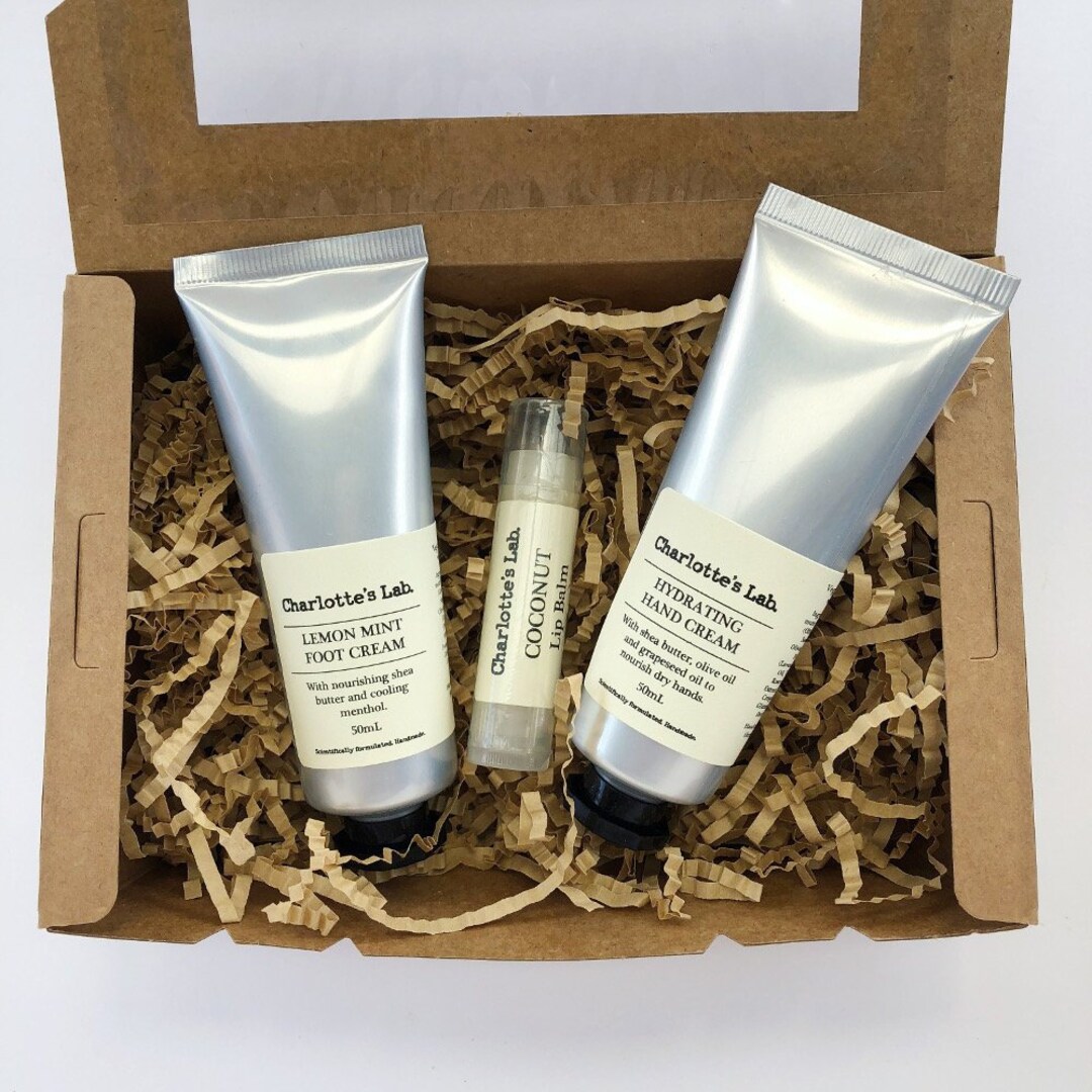 Gift for Her Natural Skin Care Gift Set Hand Cream Foot Cream Lip Balm