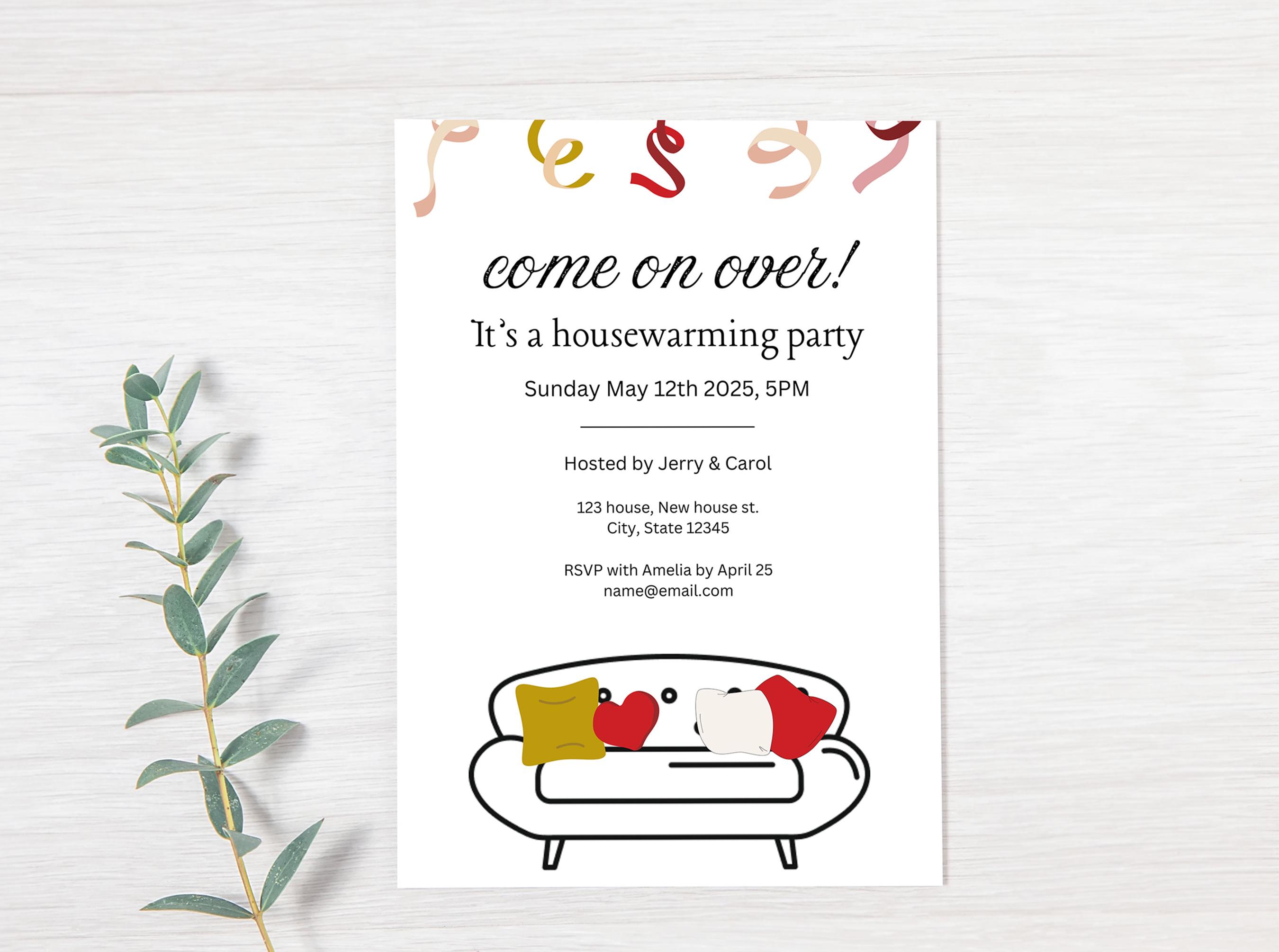Editable Housewarming Invitation, Printable Template for New Home Party ...