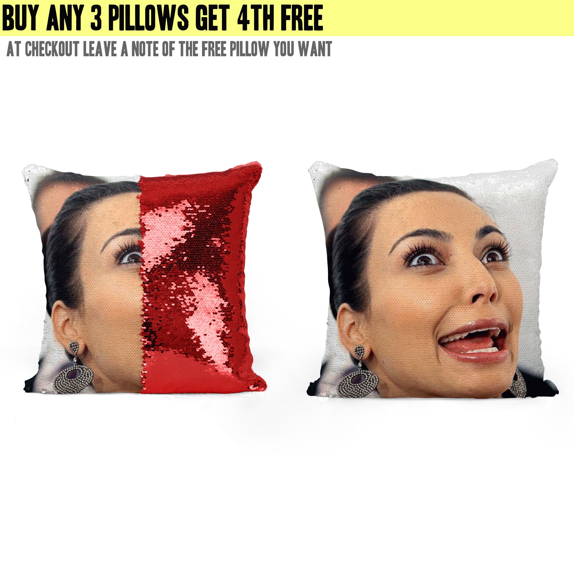 sequin pillow face