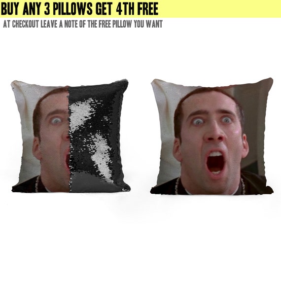 nicolas cage sequin pillow