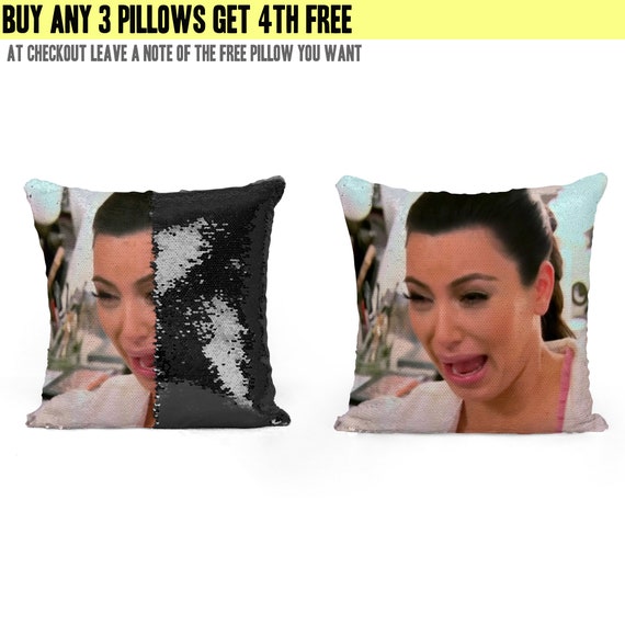 sequin pillow with face