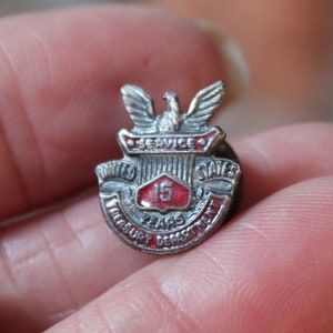 Sterling US Treasury Department 15 yr pin vintage lapel pinback by E & H Simon Inc NYC marked sterling government memorabilia