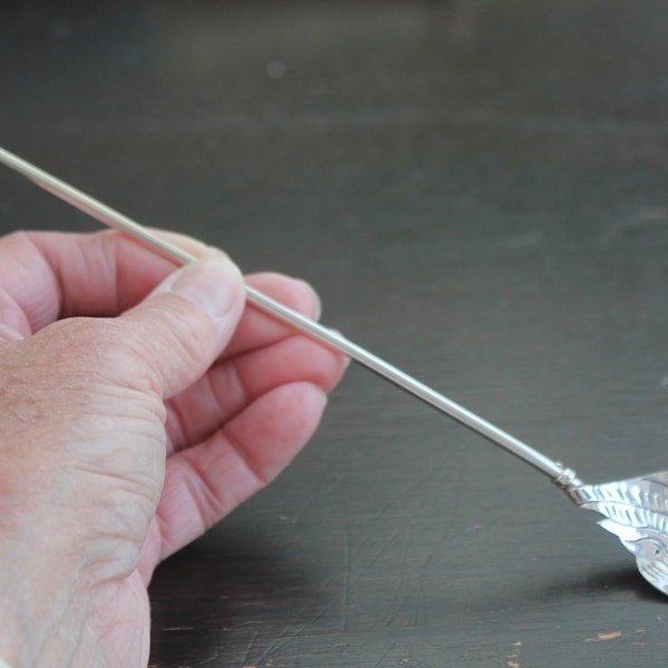 Bernice Goodspeed Sterling Straw Spoon Taxco Mexico silver sipper iced tea spoon bird motif w/ early mark drink stirrer barware