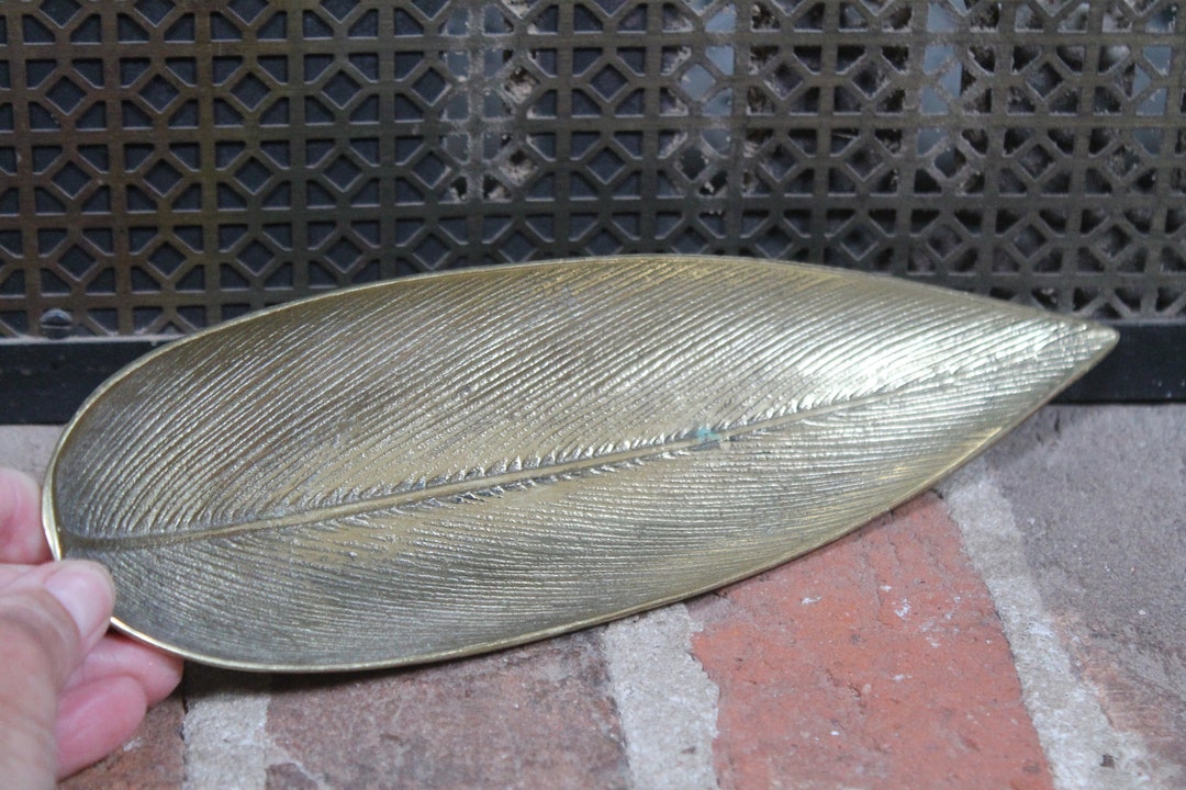 Butterfly Bush Brass Leaf Dish Attributed to Virginia Metalcrafters