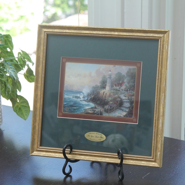 Thomas Kinkade "Let Your Light Shine" 1998 Collector's Society lighthouse scene beautifully matted and framed lithograph seaside wall art