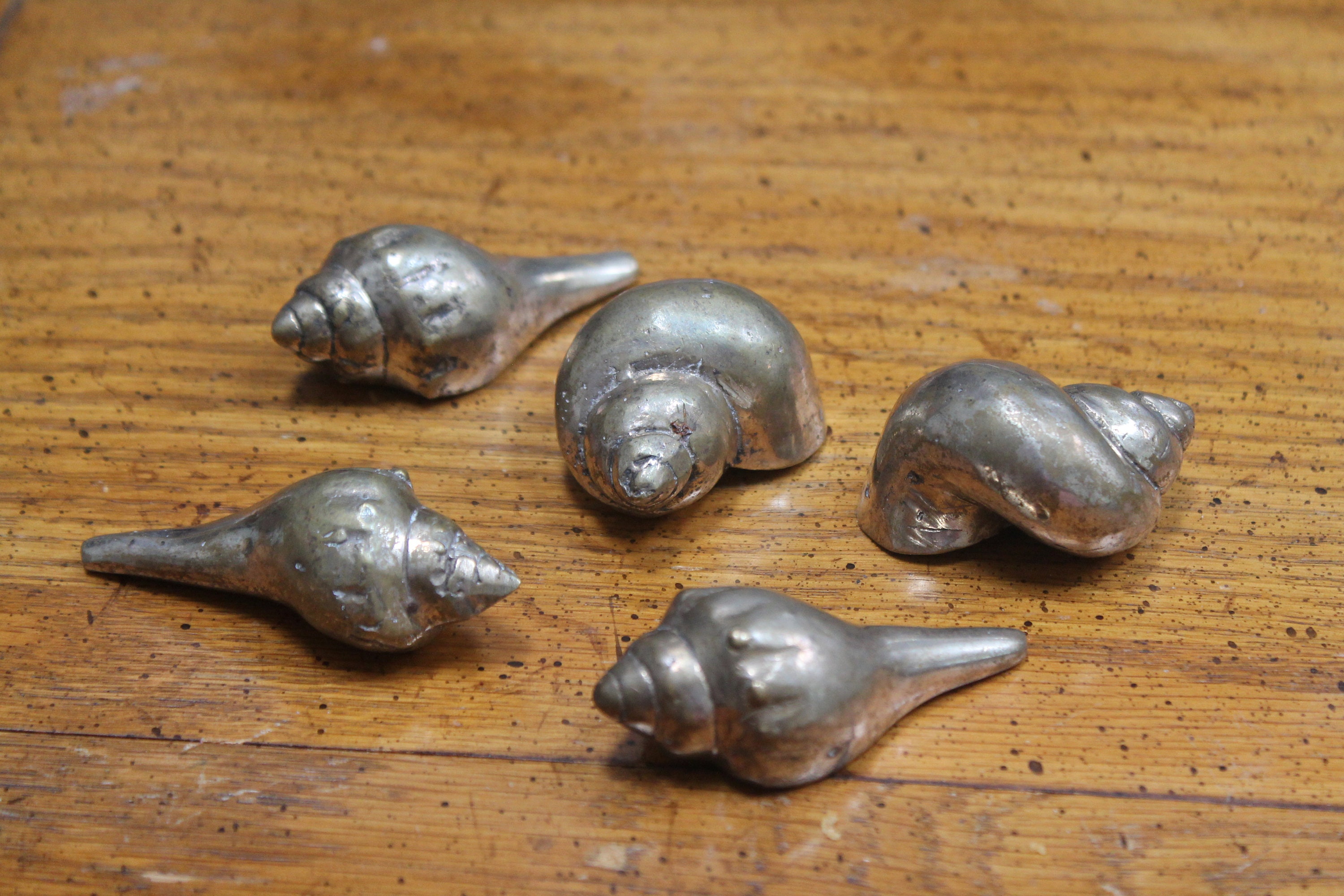 Mid Century Brass Seashell Figurines Solid Brass Shells Conch