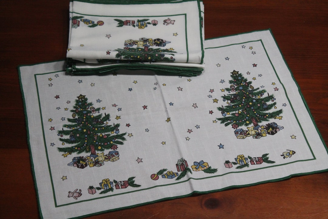 Placemats Christmas Tree Pattern Fallani and Cohn Six 18 Etsy