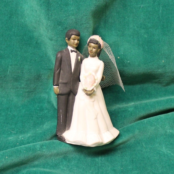 Lefton Wedding Cake Topper Black Bride Groom African Etsy