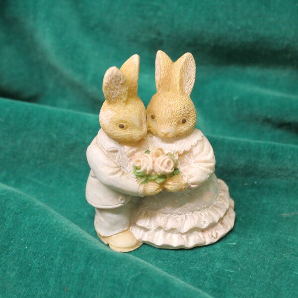 Bunny Rabbit BRIDE & GROOM Cake Topper Figurine resin wedding party decor decoration Easter Spring