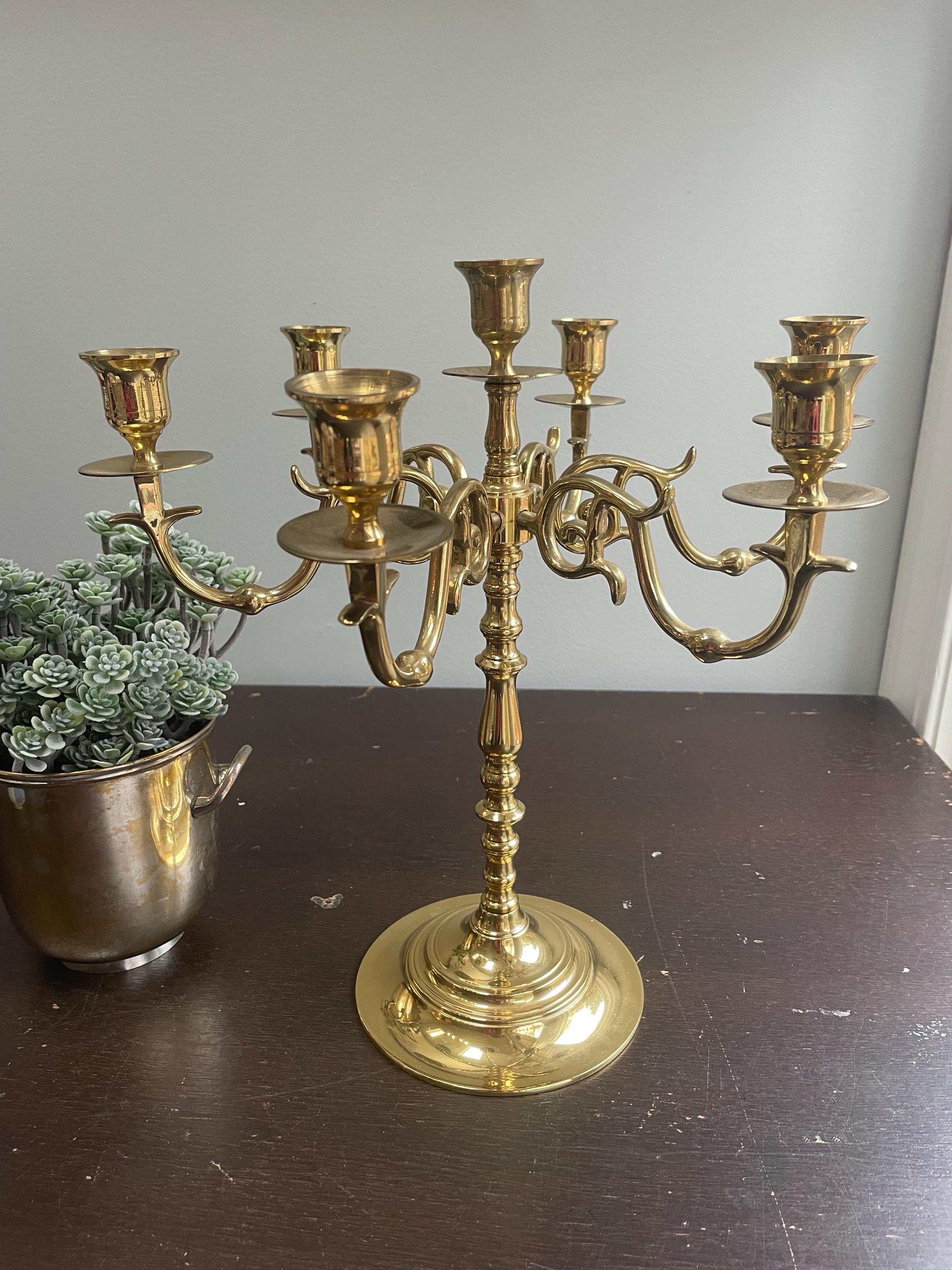 Baldwin Brass Candelabra 7 Arm Polished Brass Candlestick Taper