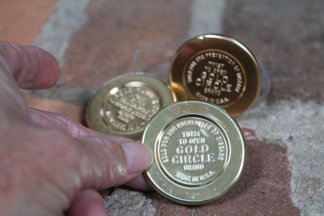 Vintage Gold Circle Condom Packages Three 3 Obsolete Prophylactics