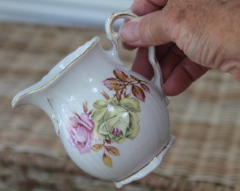 Winterling Bavaria Creamer brocca piccola sciroppo individuale rosa gialla porcellana floreale porcellana fine - marchio ghirlanda e spade incrociate